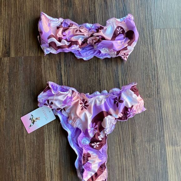 Oceanus Teresa Bikini in Purple Frill Color - Picture 1 of 9